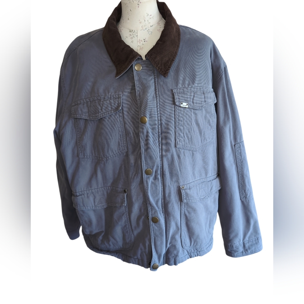 Wrangler Canvas Sherpa Lined Barn Chore Work Jacket Mens 2XL Gray Double Elbow